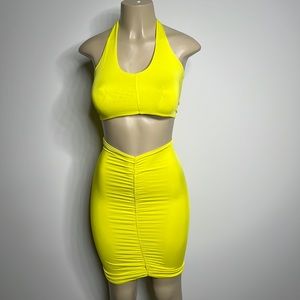 Homelex small yellow stretchy bodycon dress